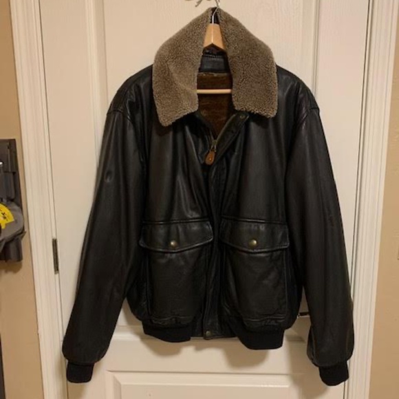 Enrico Mandrelli Other - LIKE NEW! Men's Enrico Mandelli Dark Brown/Black Leather Bomber Jacket - L/XL
